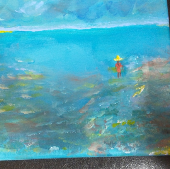 Original Painting - Lovely Blues, Acrylic Painting, Designs By Sandy  8x10 - Picture 4 of 5